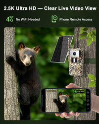 HXVIEW 4G LTE Cellular Trail Cameras, Solar Powered Game Camera, 2.5K Live Streaming & Playback on Phone, Deer Wildlife Hunting Camera Built-in SIM Card, Motion Activated, PIR Detction, IP66