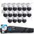HXVIEW 16 Channel 4K PoE Security Camera System with 4TB HDD, 16pcs 5MP 30X Optical Zoom PTZ Cameras, 16CH H.265 8MP/4K NVR, 2 Storage Bays, 16-CH Synchro Playback