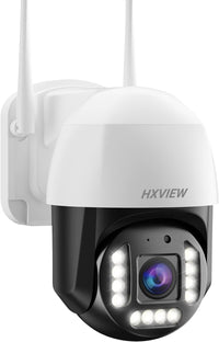 HXVIEW 4K WLAN-Überwachungskamera für den Außenbereich, Flutlichtkamera 1200 Lumen Farbnachtsicht, 2,4/5 GHz WLAN-PTZ-Kamera zur Personen-/Fahrzeugerkennung, 8 MP kabellose 360°-Überwachungskamera mit automatischer Verfolgung 