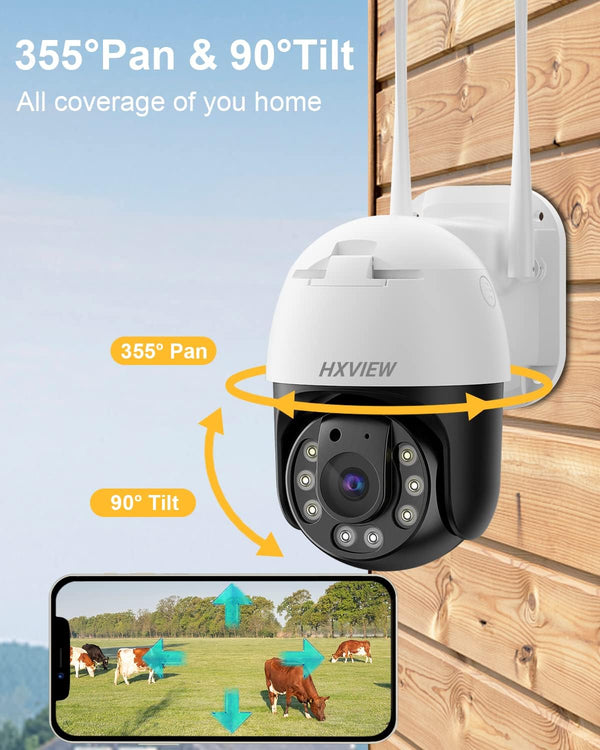 HXVIEW 4G LTE Mobilfunk-Überwachungskamera mit SD- und 4G-Karte, 1080P-Farb-Nachtsicht und 2-Wege-Gespräch ohne WLAN, IP66-Kamera mit automatischer Verfolgung als Sicherheitskameras für Outdoor-Überwachungskameras 