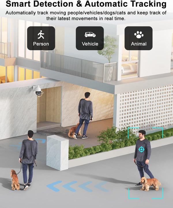 4K PTZ Security Camera Outdoor with 50X Optical Zoom, High-Speed 360° Pan & 90° Tilt, 8MP WiFi Camera with 1200FT IR Night Vision, Auto Tracking, Person/Vehicle/Pet Detection, RTSP