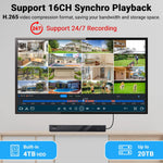 HXVIEW 16 Channel 4K PoE Security Camera System with 4TB HDD, 16pcs 5MP 30X Optical Zoom PTZ Cameras, 16CH H.265 8MP/4K NVR, 2 Storage Bays, 16-CH Synchro Playback