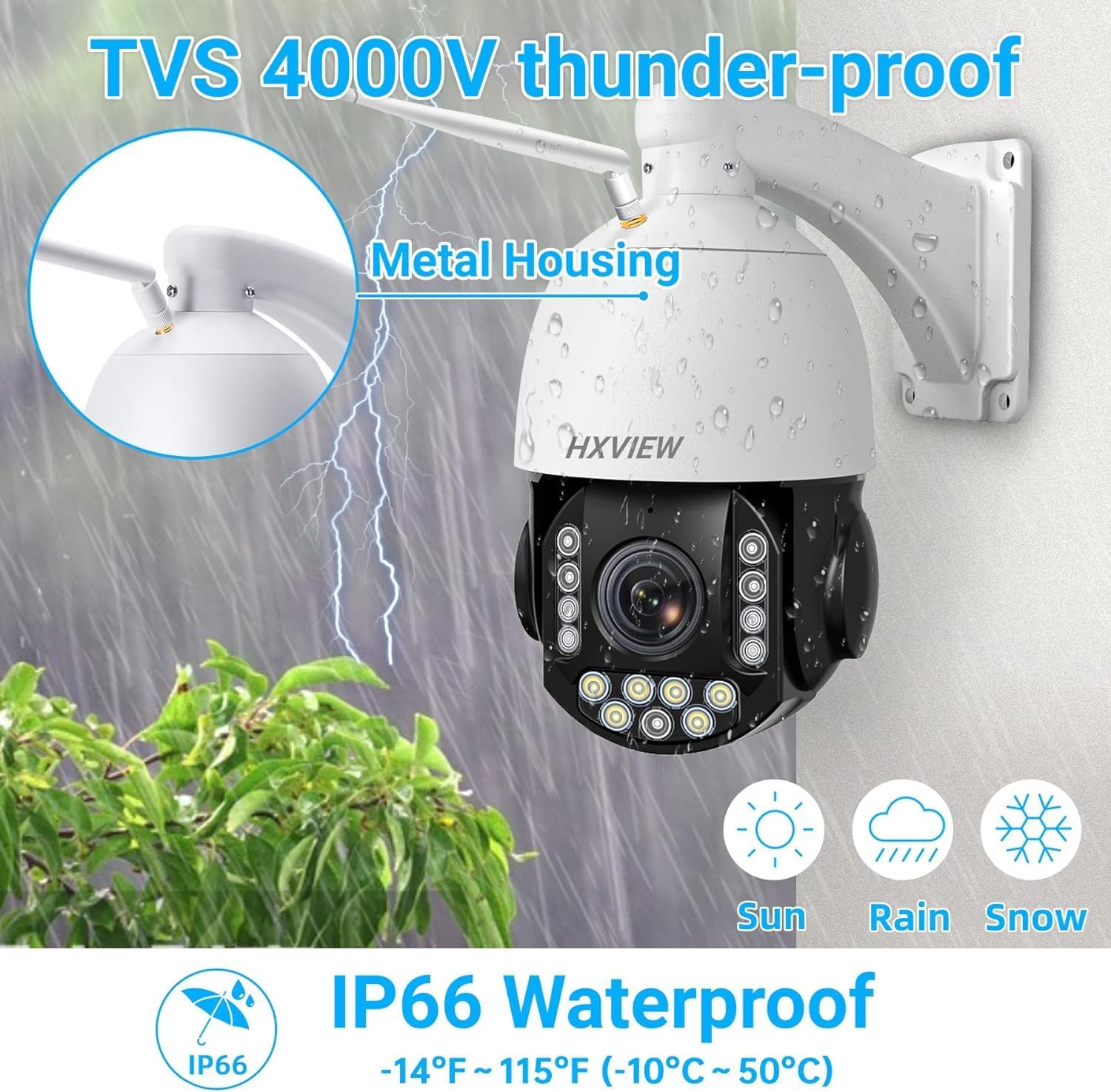 4K PTZ Security Camera Outdoor with 30X Optical Zoom, 1000FT Laser Nig ...