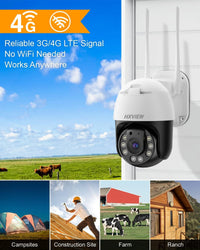 HXVIEW 4G LTE Cellular Security Camera with SD& 4g Card,1080P Color Night Vision&2 Way Talk no WiFi Security Camera,auto Tracking IP66 Camera as camaras de seguridad for Outdoor Security Camera