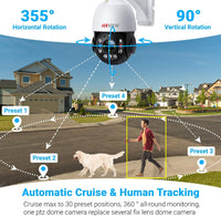 HXVIEW 16 Channel 4K PoE Security Camera System with 4TB HDD, 16pcs 5MP 30X Optical Zoom PTZ Cameras, 16CH H.265 8MP/4K NVR, 2 Storage Bays, 16-CH Synchro Playback