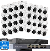 BOLLNG Sistema di telecamere di sicurezza NVR PoE 32 canali H.265 4K con disco rigido da 8 TB, 32 telecamere IP dome cablate Super HD da 5 MP per interni/esterni, sorveglianza audio video 24 ore su 24, 7 giorni su 7 per le aziende 