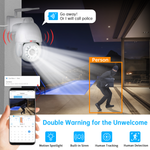 PTZ Security Camera Outdoor 5MP WiFi Wireless Spotlight Camera 5X Optical Zoom IP Camera Support Color Night Vision Auto Tracking Human Detection 2-Way Audio IP66 Waterproof