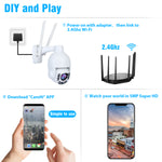 5MP PTZ WiFi Security Camera Outdoor 5X Optical Zoom Super HD IP Camera Support 200FT Night Vision, ONVIF, Humanoid Motion Detection Alarm, Auto Tracking, Two-Way Audio, IP66 Waterproof, 128GB SD Card