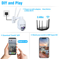 5MP PTZ WiFi Security Camera Outdoor 5X Optical Zoom Super HD IP Camera Support 200FT Night Vision, ONVIF, Humanoid Motion Detection Alarm, Auto Tracking, Two-Way Audio, IP66 Waterproof, 128GB SD Card