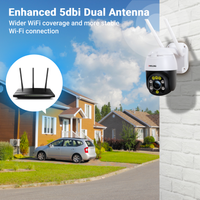 2K 4MP Sicherheitskamera für den Außenbereich, PTZ-WLAN-Kamera mit automatischer Verfolgung und 30 m Farb-Nachtsicht, 2560 × 1440 P kabellose IP-Dome-Kamera, Zwei-Wege-Audio, IP66 wasserdicht, unterstützt SD-Karte