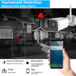 WiFi Security Camera Outdoor 1080P 2MP ONVIF Wireless IP Camera Smart Home Bullet Surveillance CCTV System with Night Vision IP66 Waterproof Two-Way Audio All Metal Housing Work with Alexa