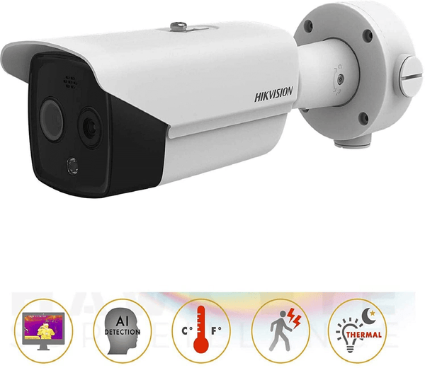 Hikvision DS-2TD2617B-6/PA 6mm 50 fps body temperature screening thermal imaging bullet camera indoor and outdoor thermal and optical network bullet surveillance camera, UL certification (white)