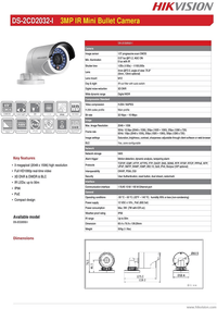 Telecamera IP di rete di sicurezza HD Hikvision DS-2CD2032-I CCTV POE 3MP 4mm IR Bullet IP per esterni