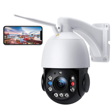 Telecamera di sicurezza WiFi PTZ da esterno 5MP Zoom ottico 30X Supporto telecamera IP Visione notturna da 1.000 piedi Tracciamento automatico Suono Luce Allarme Rilevamento umano Audio bidirezionale ONVIF IP66 Impermeabile