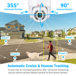 PTZ Security Camera Outdoor 5MP WiFi Wireless Spotlight Camera 5X Optical Zoom IP Camera Support Color Night Vision Auto Tracking Human Detection 2-Way Audio IP66 Waterproof